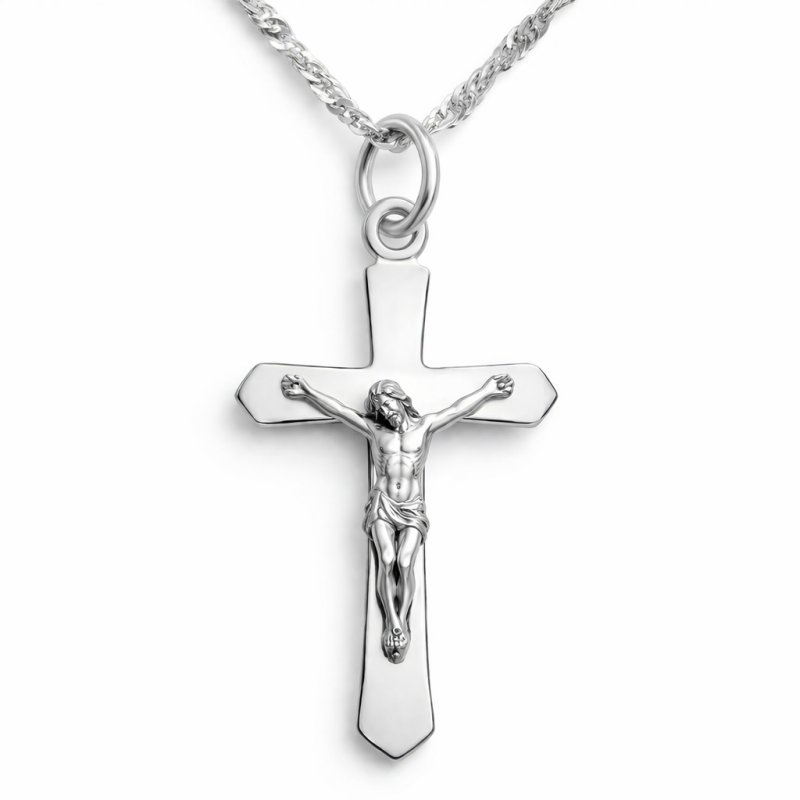 Naszyjnik srebrny krzyżyk jezus łańcuszek z zawieszką unisex