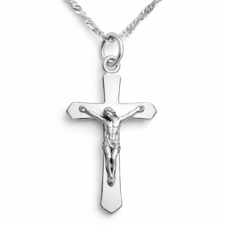 Naszyjnik srebrny krzyżyk jezus łańcuszek z zawieszką unisex