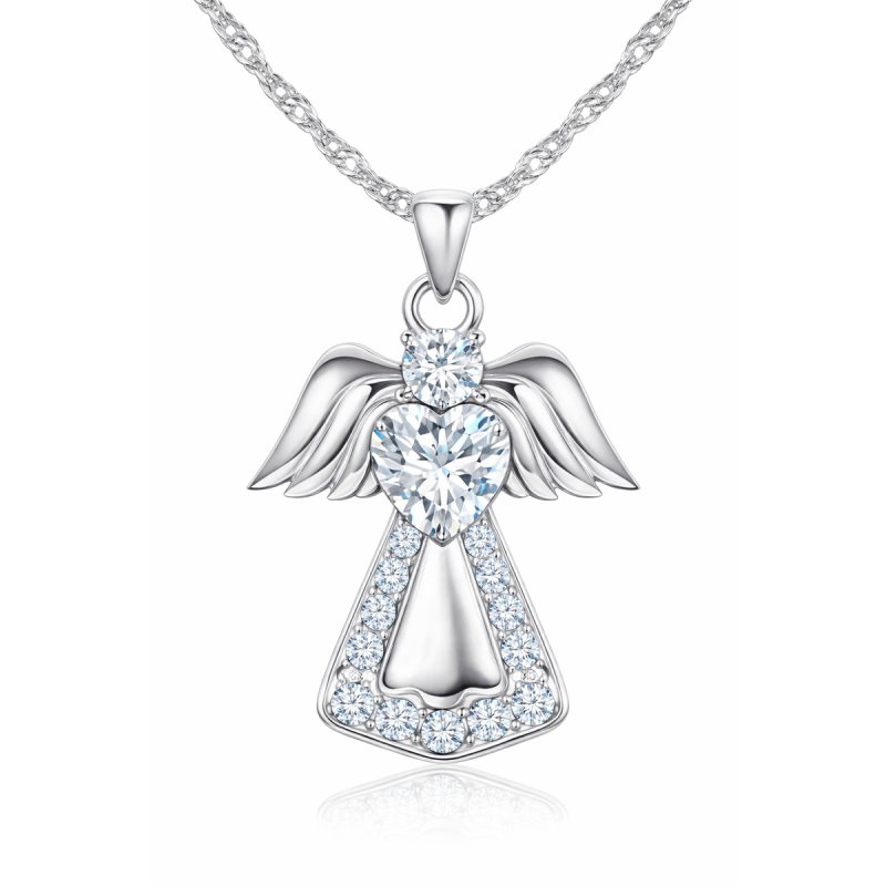 Srebrny łańcuszek naszyjnik aniołek na chrzest komunia zawieszka aniołek srebro