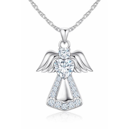 Srebrny łańcuszek naszyjnik aniołek na chrzest komunia zawieszka aniołek srebro