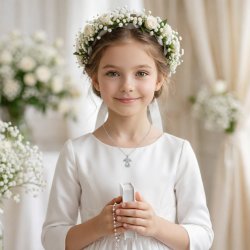 Srebrny łańcuszek naszyjnik aniołek na chrzest komunia zawieszka aniołek srebro