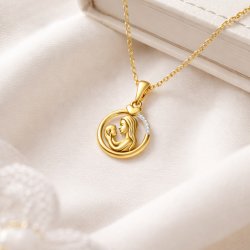 Srebrny naszyjnik łańcuszek damski dla mamy srebro pozłacane 925 narodziny dziecka chrzest