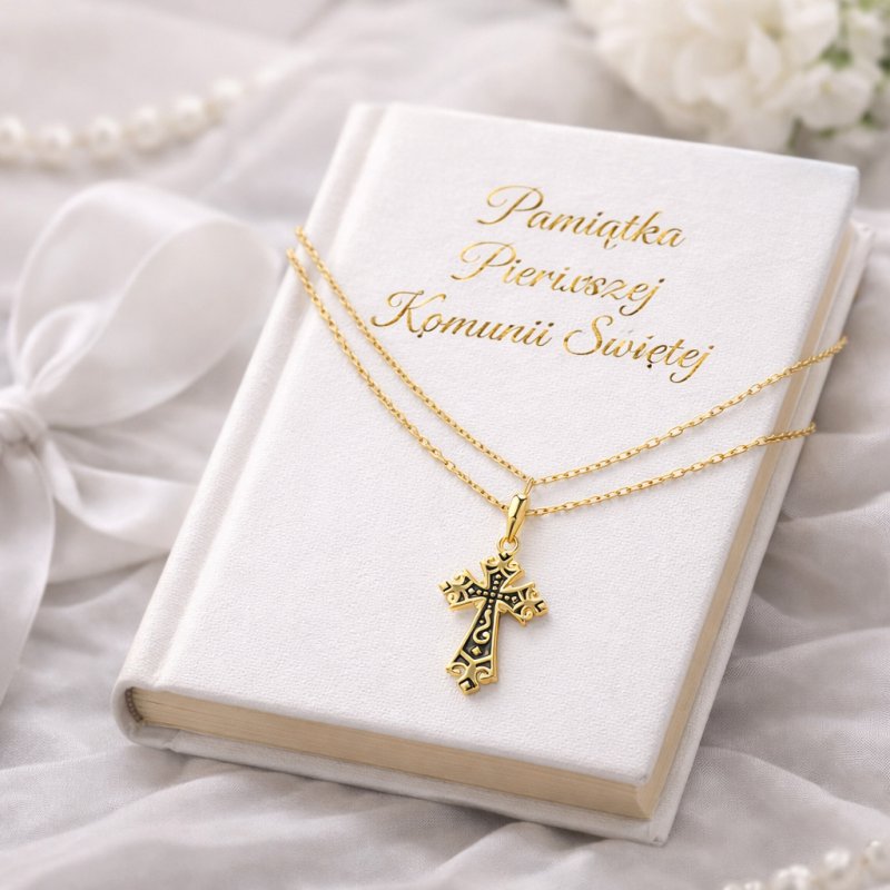 Naszyjnik srebrny krzyżyk srebro 925 pozłacany - elegancki dodatek