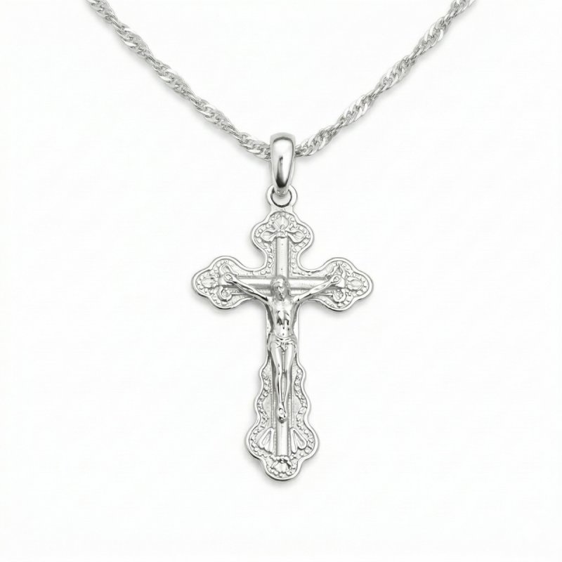 Naszyjnik srebrny krzyż komunia chrzest srebro 925