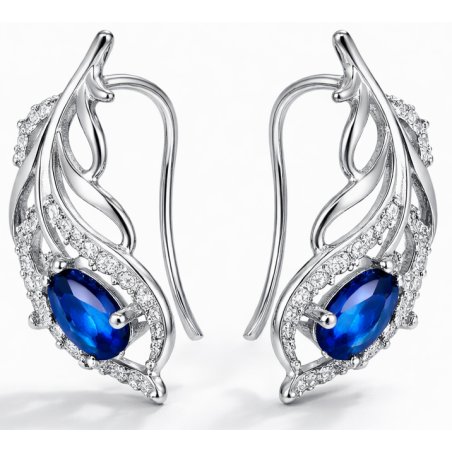 Kolczyki srebne damskie nausznice piórka srebro