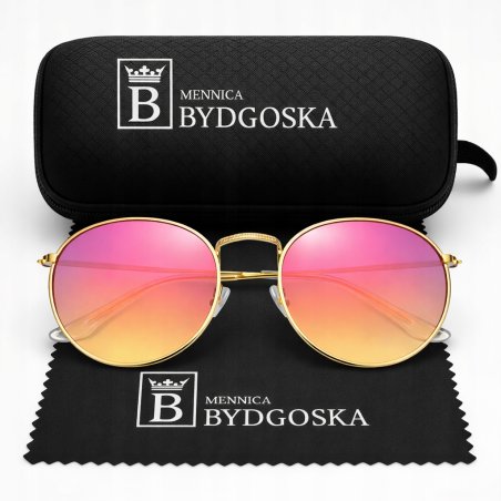 Okulary przeciwsłoneczne damskie polaryzacyjne pilotki różowe UV400 markowe