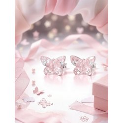 Srebrne kolczyki kryształowe motylki srebro 925 dla dziewczynki sztyfty