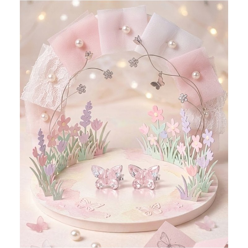 Srebrne kolczyki kryształowe motylki srebro 925 dla dziewczynki sztyfty