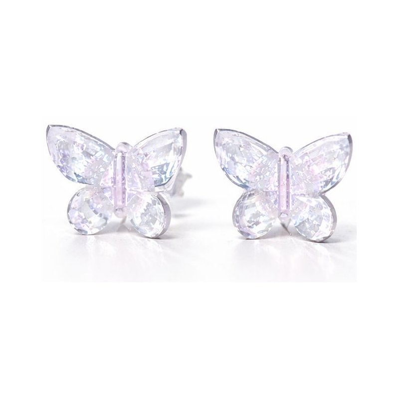 Srebrne kolczyki kryształowe motylki srebro 925 dla dziewczynki sztyfty