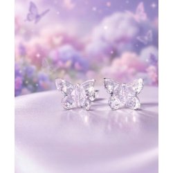 Srebrne kolczyki kryształowe motylki srebro 925 dla dziewczynki sztyfty