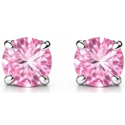 Srebrne kolczyki z różową cyrkonią srebro 925 dla dziewczynki sztyfty