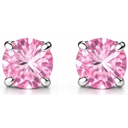 Srebrne kolczyki z różową cyrkonią srebro 925 dla dziewczynki sztyfty