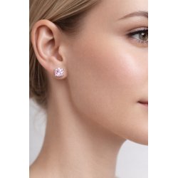 Srebrne kolczyki z różową cyrkonią srebro 925 dla dziewczynki sztyfty