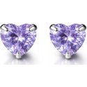 Srebrne kolczyki serduszka fioletowe srebro 925 dla dziewczynki sztyfty