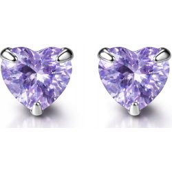 Srebrne kolczyki serduszka fioletowe srebro 925 dla dziewczynki sztyfty
