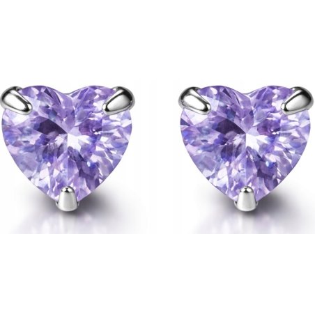 Srebrne kolczyki serduszka fioletowe srebro 925 dla dziewczynki sztyfty