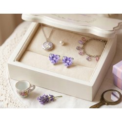 Srebrne kolczyki serduszka fioletowe srebro 925 dla dziewczynki sztyfty