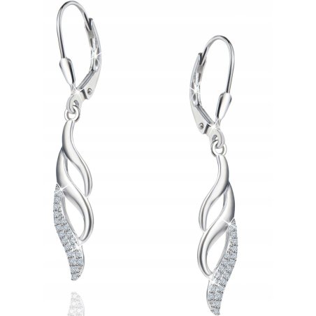 Długie srebrne kolczyki wiszące fala stal chirurgiczna 316L szlachetna