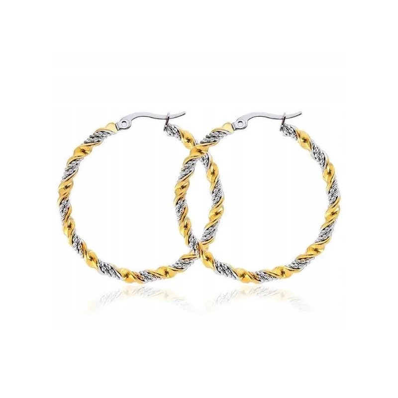 Duże pozłacane kolczyki koła stal szlachetna chirurgiczna 316L nierdzewna