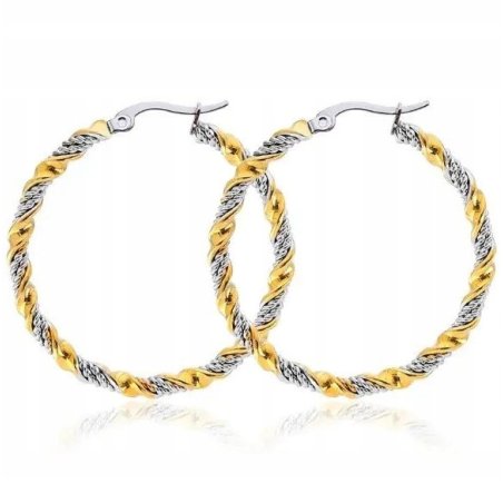 Duże pozłacane kolczyki koła stal szlachetna chirurgiczna 316L nierdzewna