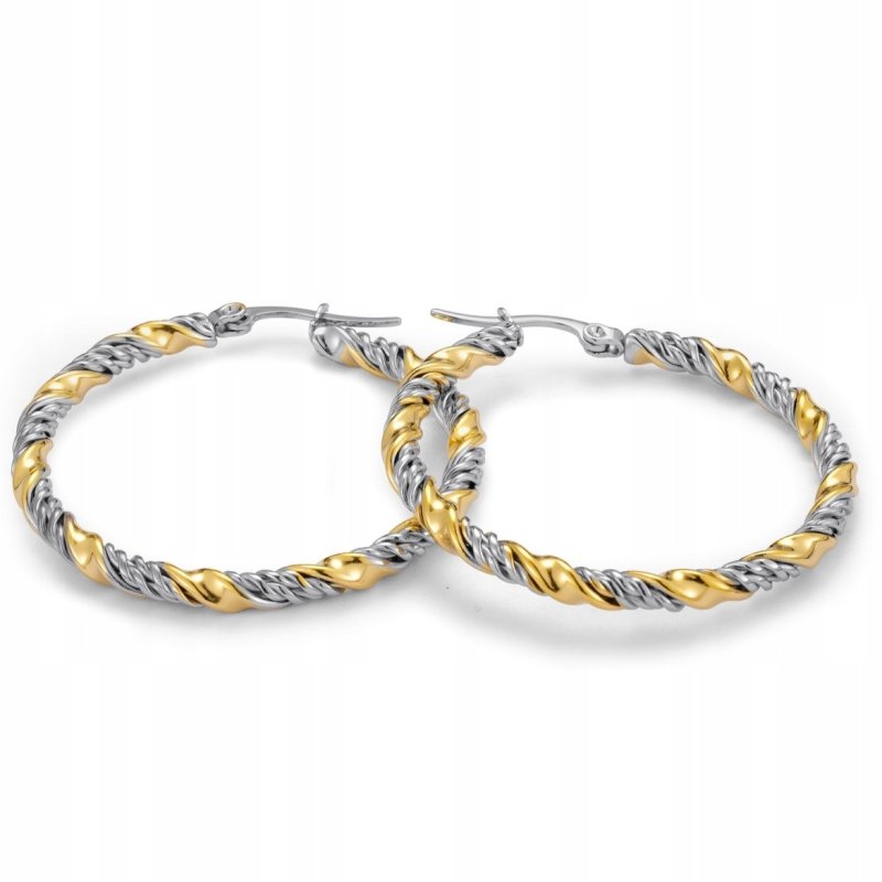 Duże pozłacane kolczyki koła stal szlachetna chirurgiczna 316L nierdzewna