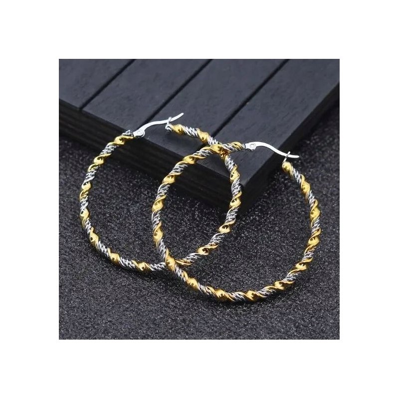 Duże pozłacane kolczyki koła stal szlachetna chirurgiczna 316L nierdzewna