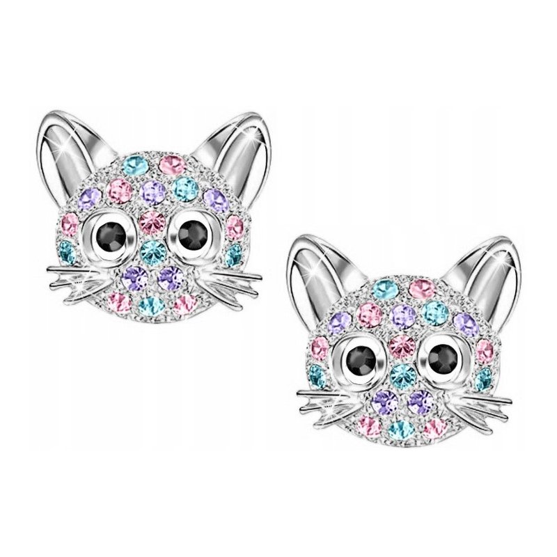 Srebrne kolczyki kotki dla dziewczynki stal chirurgiczna szlachetna 316L