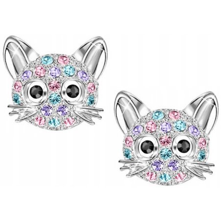 Srebrne kolczyki kotki dla dziewczynki stal chirurgiczna szlachetna 316L