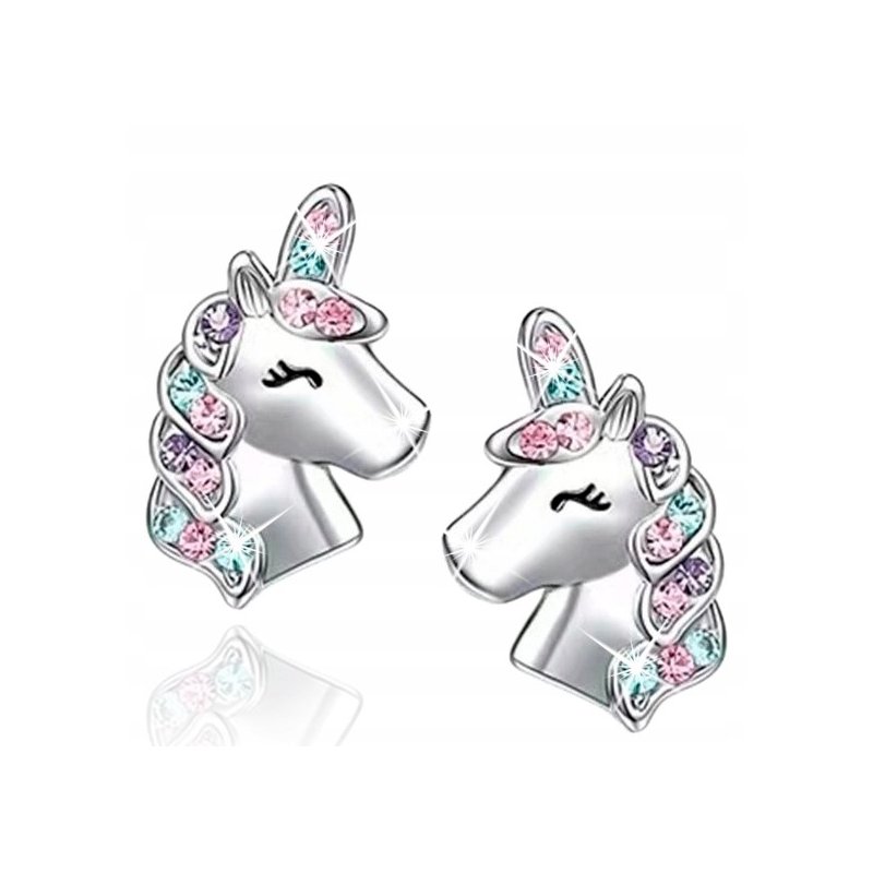 Kolczyki jednorożce dla dziewczynki antyalergiczne stal chirurgiczna 316L