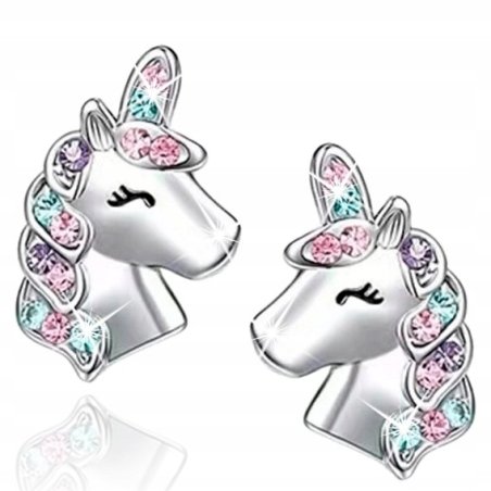 Kolczyki jednorożce dla dziewczynki antyalergiczne stal chirurgiczna 316L