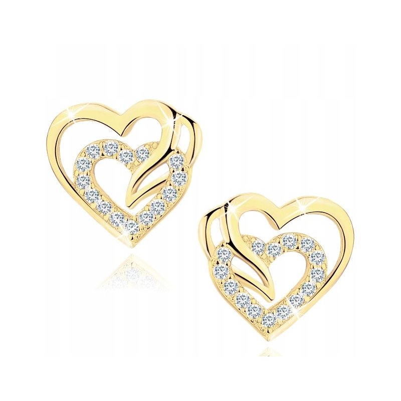Kolczyki wkrętki sztyfty serca pozłacane stal chirurgiczna 316L szlachetna