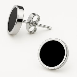 Srebrne kolczyki czarne kropki wkrętki stal szlachetna chirurgiczna 316L