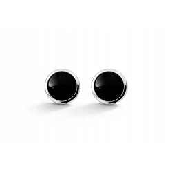 Srebrne kolczyki czarne kropki wkrętki stal szlachetna chirurgiczna 316L