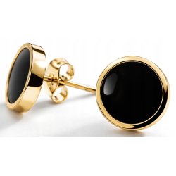Kolczyki czarne kropki pozłacane sztyfty stal szlachetna chirurgiczna 316L