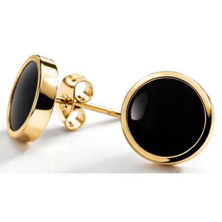 Kolczyki czarne kropki pozłacane sztyfty stal szlachetna chirurgiczna 316L