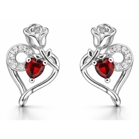Srebrne kolczyki wkrętki serce róże kolczyki sztyfty srebro 925 kwiatki