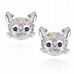 Srebrne kolczyki dla dziewczynki kotki kolczyki wkrętki sztyfty srebro 925