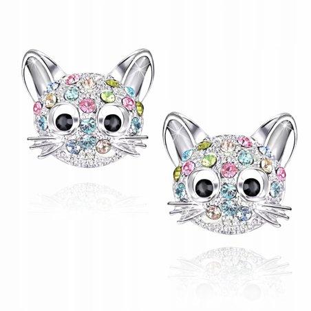 Srebrne kolczyki dla dziewczynki kotki kolczyki wkrętki sztyfty srebro 925
