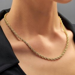 Naszyjnik łańcuszek damski rope pozłacany 50 cm stal szlachetna chirurgiczna 316L