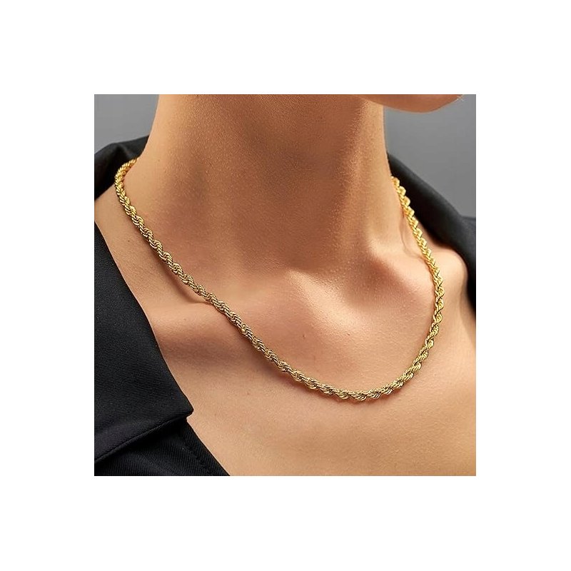 Naszyjnik łańcuszek damski rope pozłacany 50 cm stal szlachetna chirurgiczna 316L
