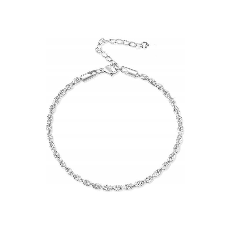 Srebrna bransoletka damska rope stal szlachetna chirurgiczna 316L 22 cm