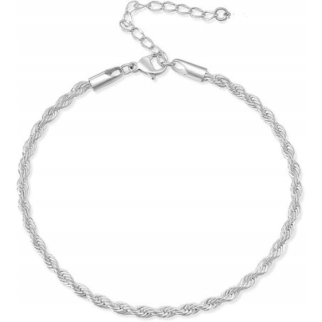 Srebrna bransoletka damska rope stal szlachetna chirurgiczna 316L 22 cm