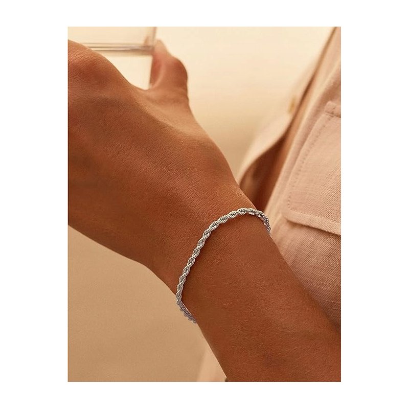 Srebrna bransoletka damska rope stal szlachetna chirurgiczna 316L 22 cm