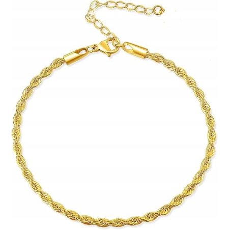 Bransoletka damska rope pozłacana stal szlachetna chirurgiczna 316L 22 cm