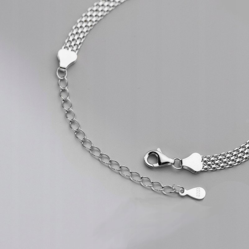 Srebrna bransoletka damska bismark stal szlachetna chirurgiczna 316L 22 cm