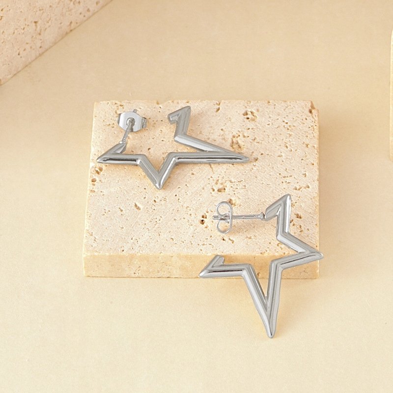 Srebrne kolczyki gwiazdki stal chirurgiczna szlachetna antyalergiczna 316L