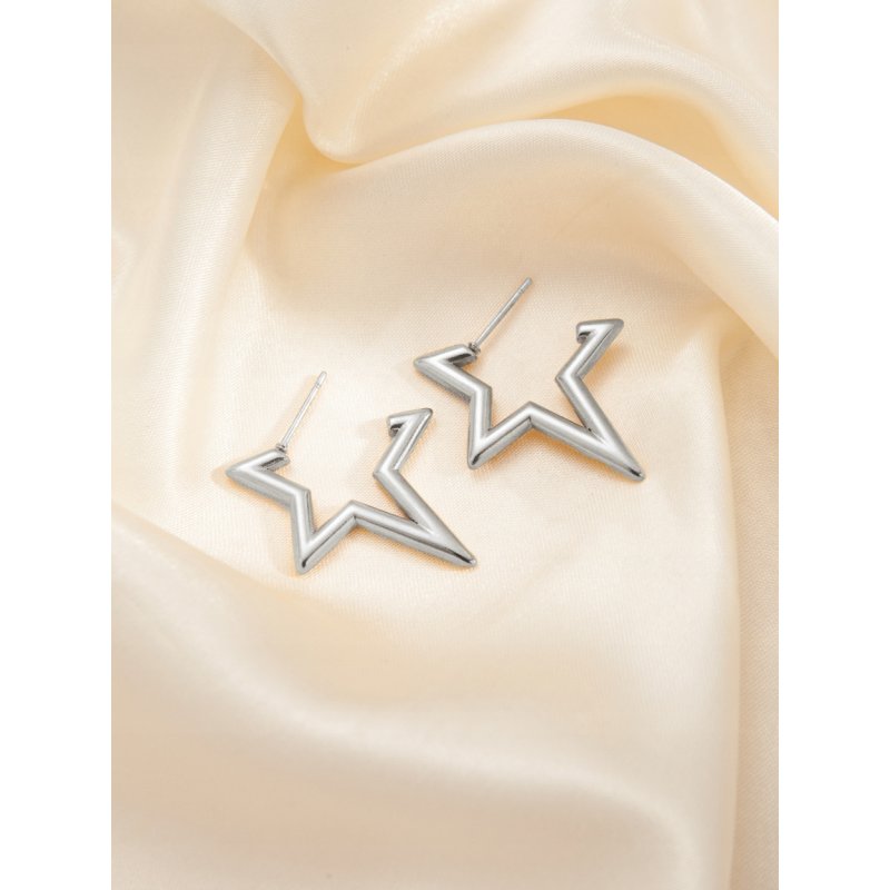 Srebrne kolczyki gwiazdki stal chirurgiczna szlachetna antyalergiczna 316L