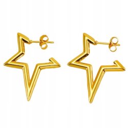 Kolczyki gwiazdki pozłacane stal chirurgiczna szlachetna 316L