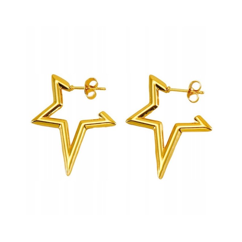 Kolczyki gwiazdki pozłacane stal chirurgiczna szlachetna 316L