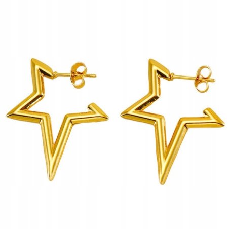 Kolczyki gwiazdki pozłacane stal chirurgiczna szlachetna 316L